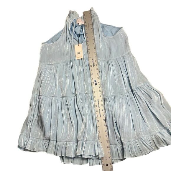 $395 Cinq‎ A Sept Women's Blue Phyllis Mock Neck Long Sleeve Swing Dress Size 0 - Picture 3 of 11